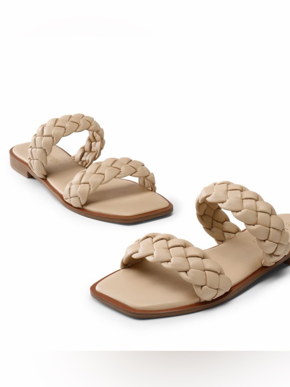 Dream Pairs Two Straps Square Toe Braided Flat Sandals